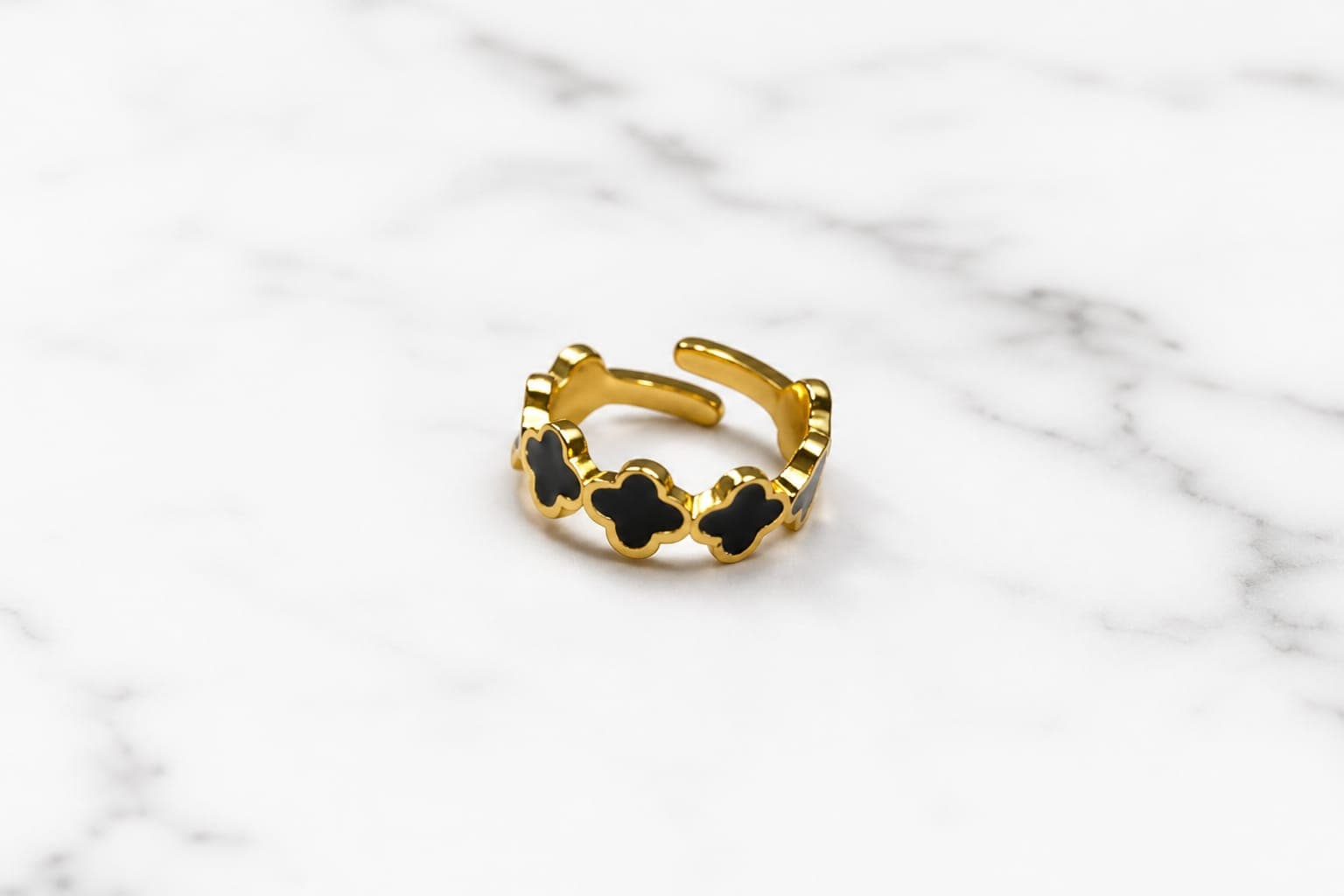 Adjustable Black Clover Ring — photo 2