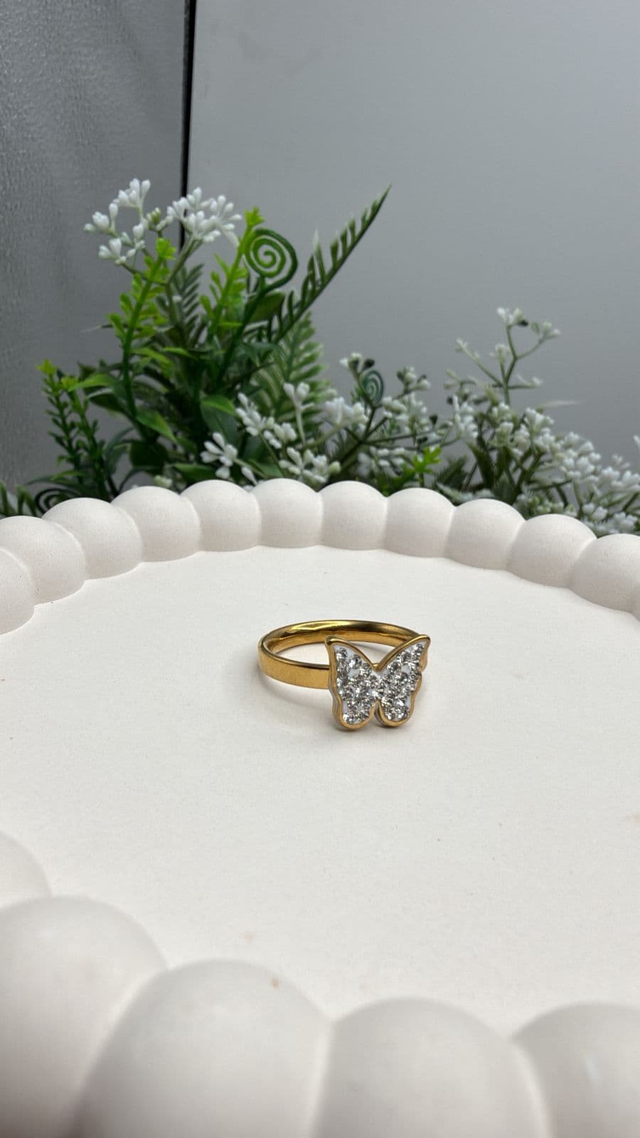 Stone and Butterfly Ring